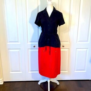 Jones New York navy silk blouse